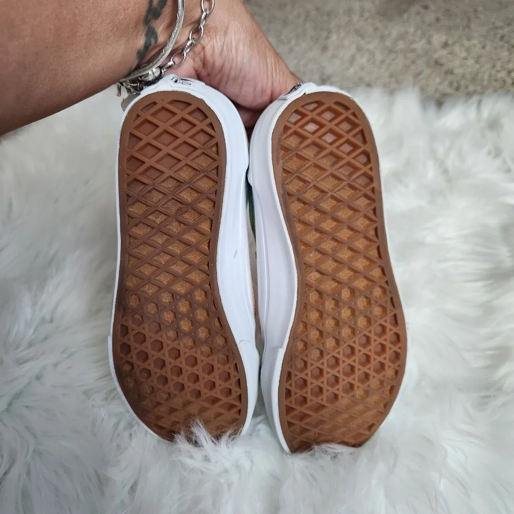 Vans Kids White Sneakers with Rainbow Straps